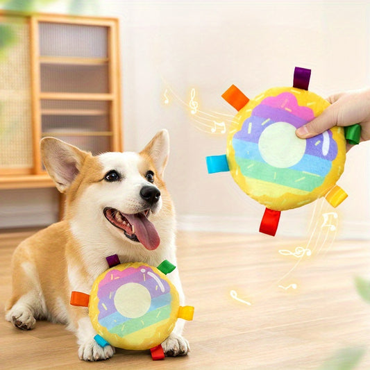 Bite-resistant Cartoon Plush Flying Disc Toy For Outdoor Play for Dogs