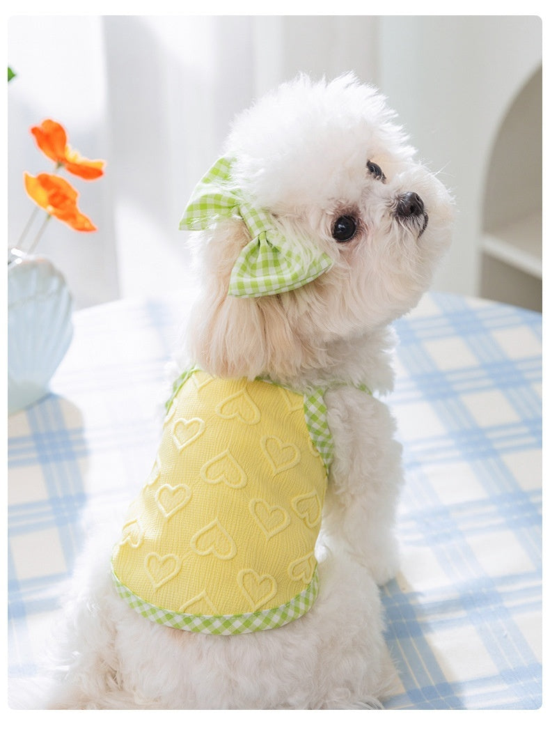 Heart Texture Bow and Vest for Small Dog and Cat
