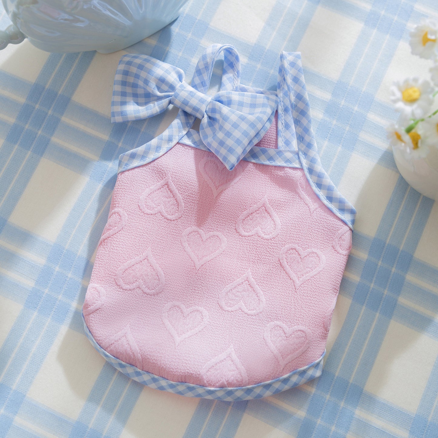 Heart Texture Bow and Vest for Small Dog and Cat