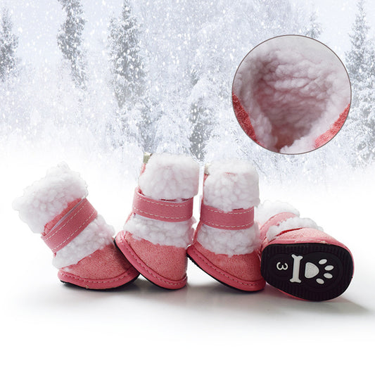 Thick Warm Wool Pet Shoes for Winter Season