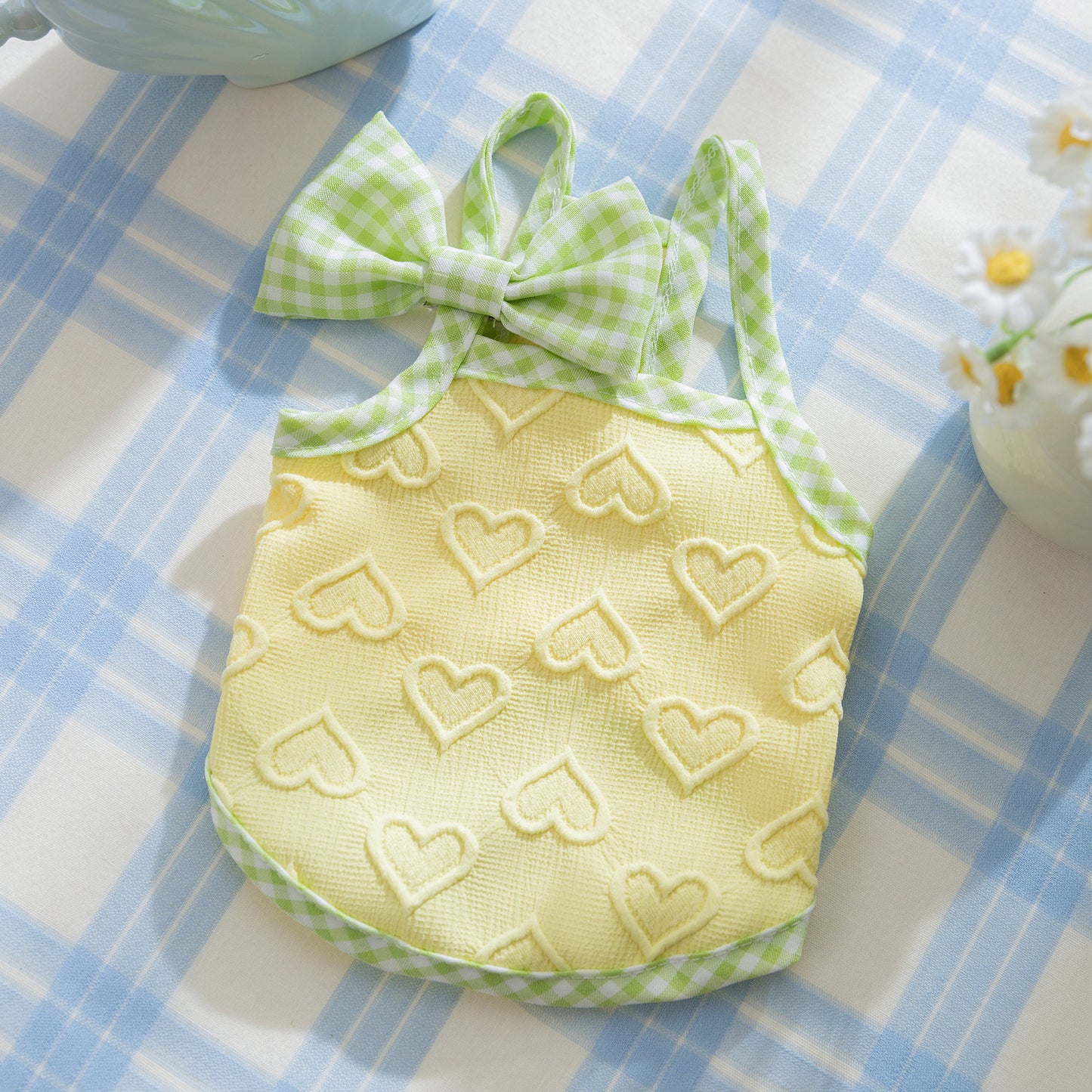 Heart Texture Bow and Vest for Small Dog and Cat