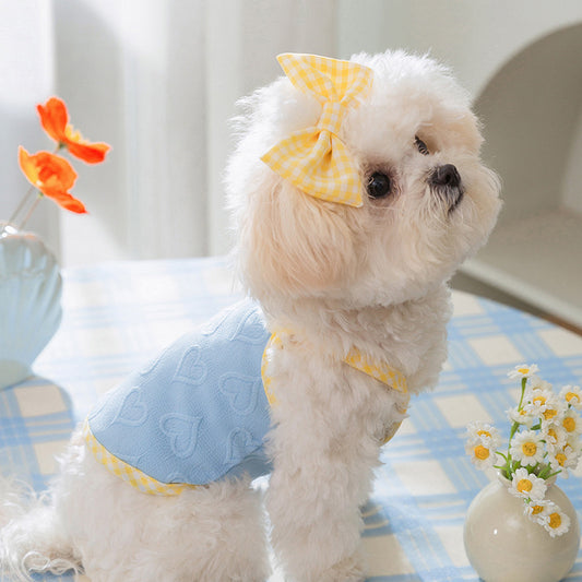 Heart Texture Bow and Vest for Small Dog and Cat