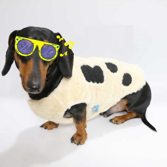 Cute Cow Vest Pet Clothes: Autumn And Winter Fleece-lined