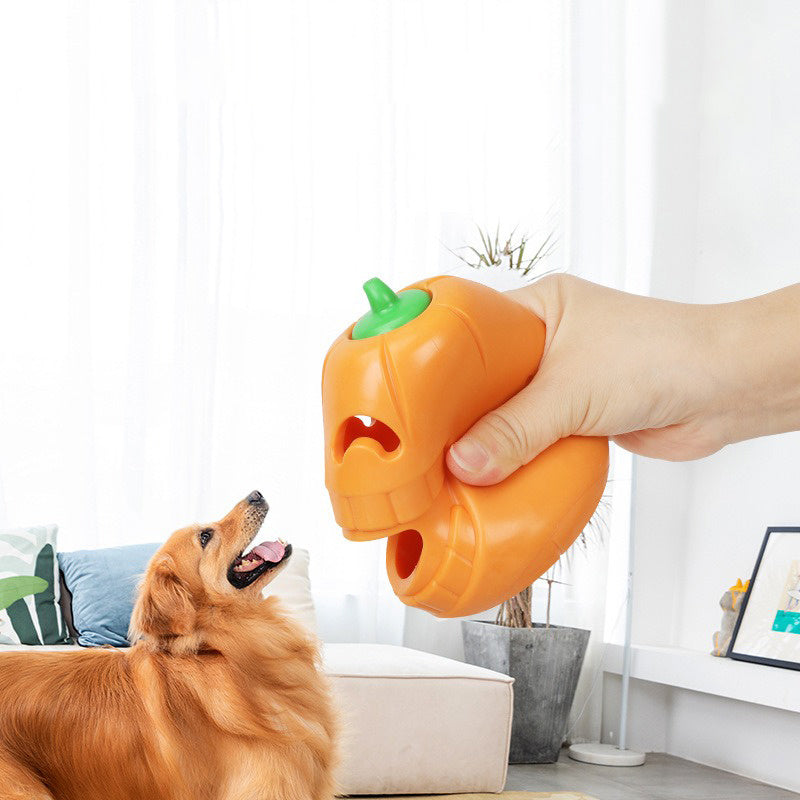 Interactive Chew Halloween Pumpkin Shaped Toy for Dogs. Treat-Dispensing Funnel Toy For All Breed Sizes.