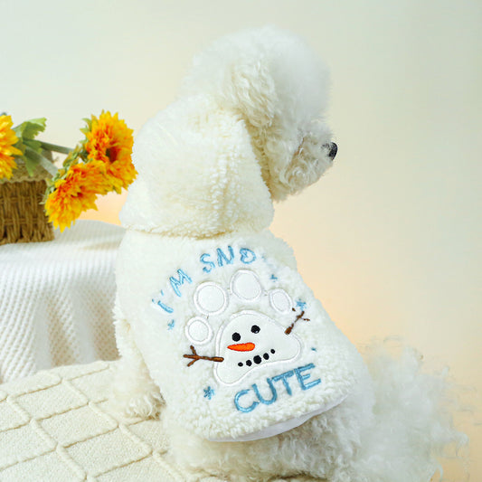 Fluffy Jacket Claw Snowman for Pets