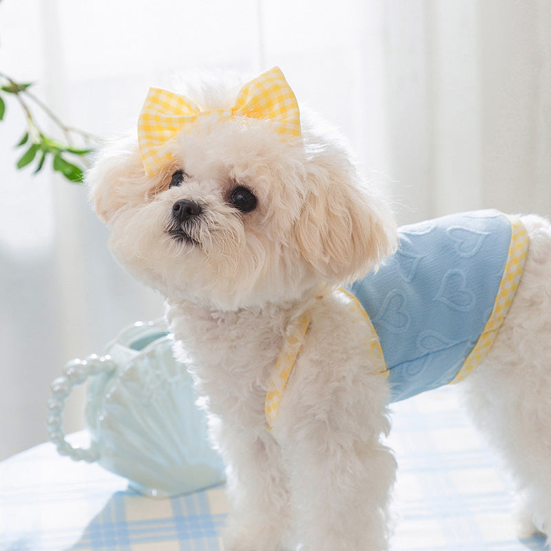 Heart Texture Bow and Vest for Small Dog and Cat