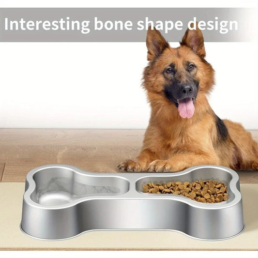 Bone Shape Stainless Steel Dog Food Bowl