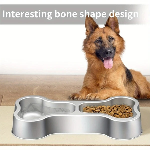 Bone Shape Stainless Steel Dog Food Bowl