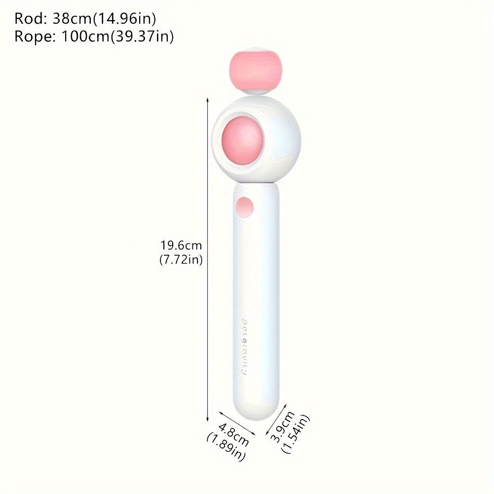 Cat Teaser Stick, Retractable Cat Wand With Replacement Head and Feather Toy
