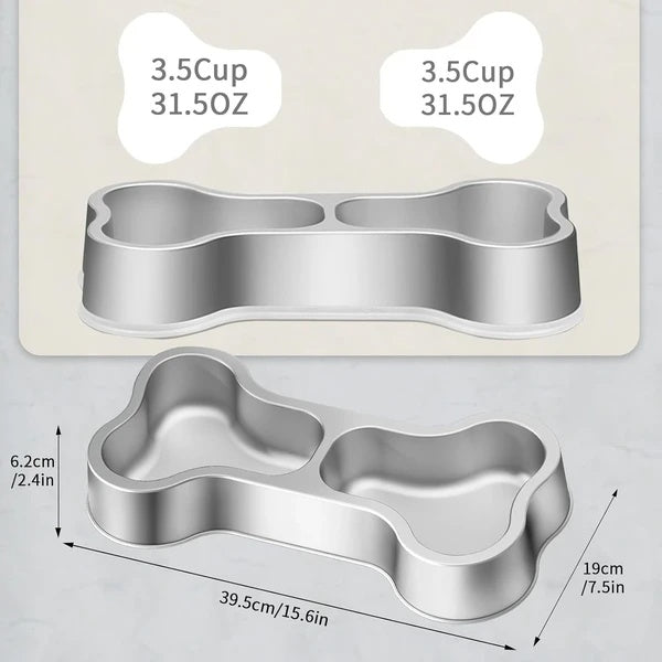 Bone Shape Stainless Steel Dog Food Bowl
