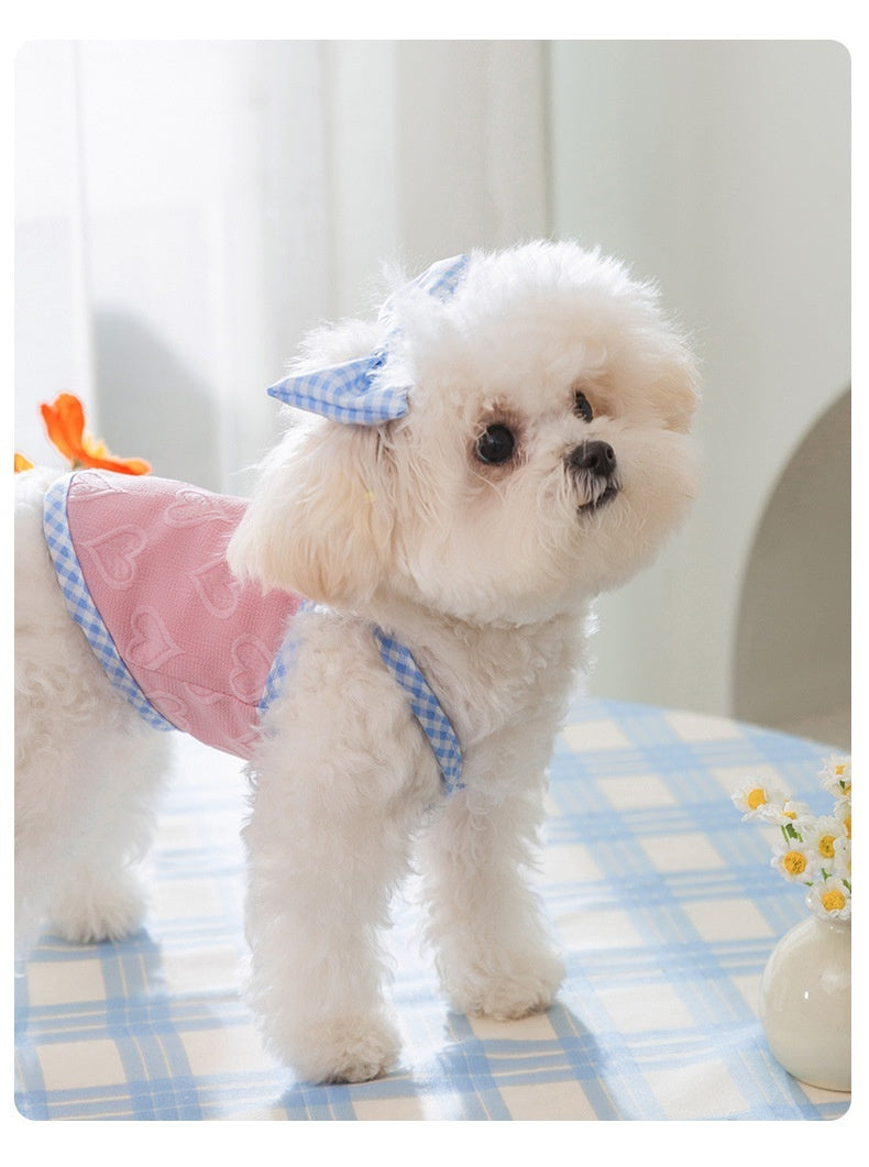 Heart Texture Bow and Vest for Small Dog and Cat