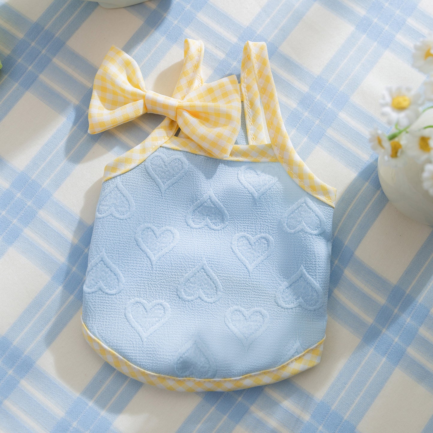 Heart Texture Bow and Vest for Small Dog and Cat