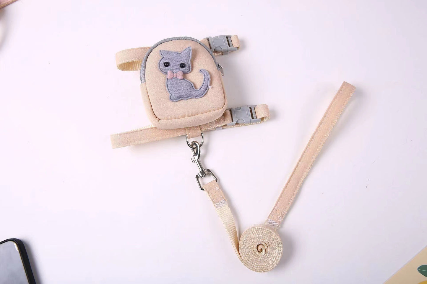 Pet Backpack Teddy Bear Traction Rope Cat Dog Chest Strap