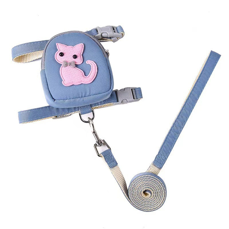 Pet Backpack Teddy Bear Traction Rope Cat Dog Chest Strap