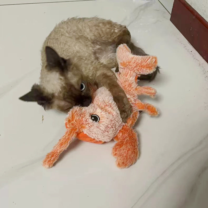 Pet Gravity Shrimp Plush Toy. USB Charging Simulate Lobster Electric Jumping Cat/Dog Toys