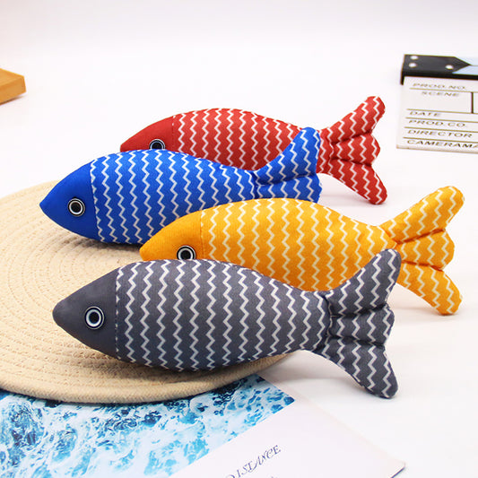 Interactive Burlap Fish Cat Kicker Toys For Indoor Kitten