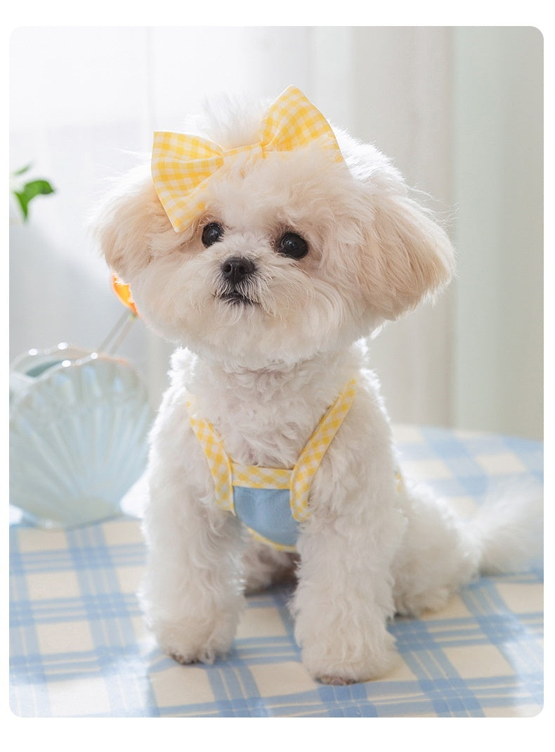 Heart Texture Bow and Vest for Small Dog and Cat
