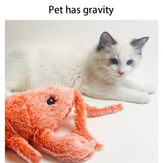 Pet Gravity Shrimp Plush Toy. USB Charging Simulate Lobster Electric Jumping Cat/Dog Toys