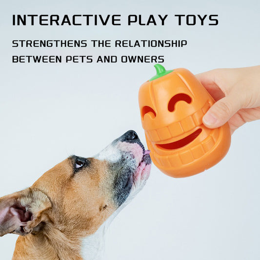 Interactive Chew Halloween Pumpkin Shaped Toy for Dogs. Treat-Dispensing Funnel Toy For All Breed Sizes.