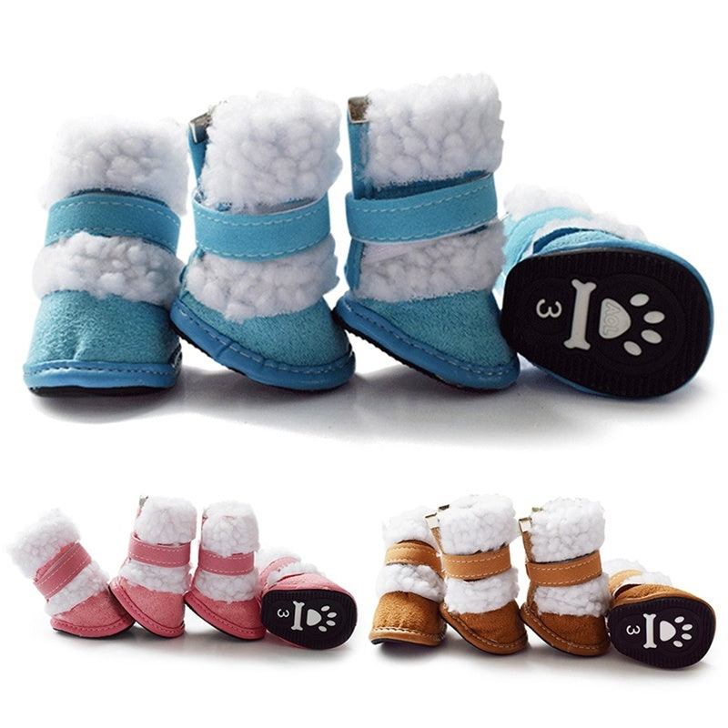 Thick Warm Wool Pet Shoes for Winter Season